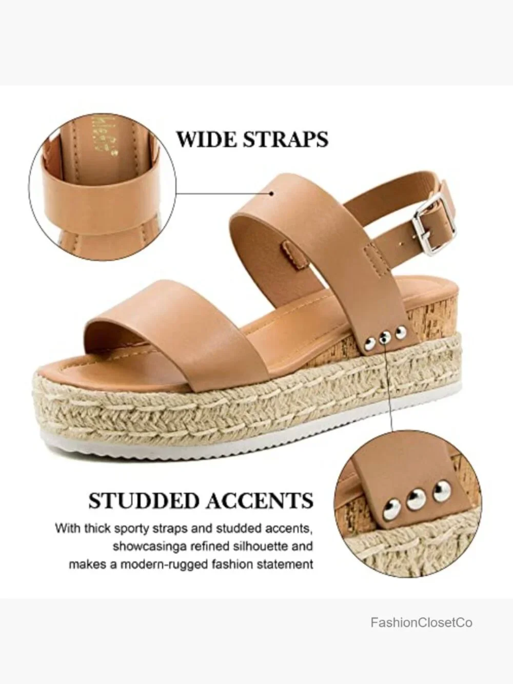 Women's Espadrilles Wedge Sandals Ankle Strap Buckle Platform Sandals Open Toe